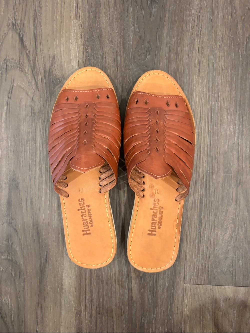 Huaraches Brown Leather Slide Sandals for Women